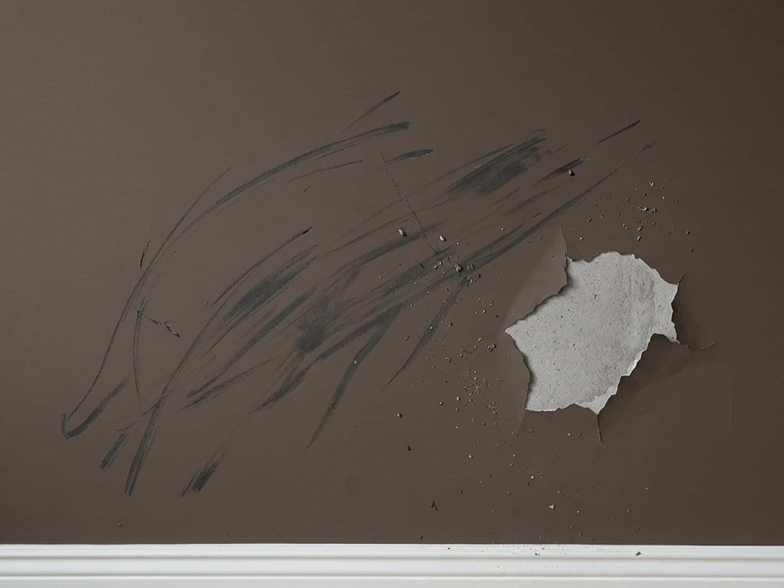 Living-room wall scuffs — before